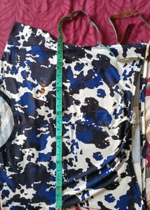 Abstract Print Tie-Front Tee TShirt