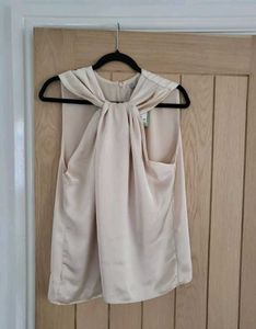 H&amp;M Champagne Satin Sleeveless Blouse