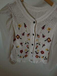 Floral Embroidered Crochet TOPS