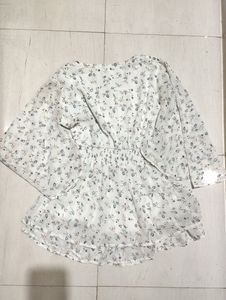 White Floral Top For Women
