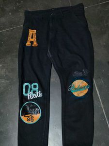 Graphic Print Black Jeans