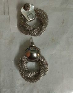 Statement Earring Set: Silver Knot &amp; Gold Teardrop