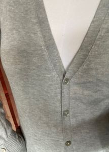 grey long buttoned Shrug