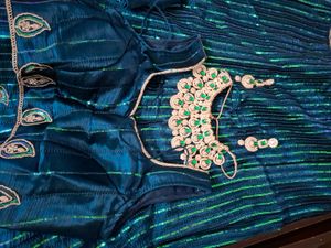 Sequin Lehenga Choli Set with jewelery