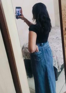 Vintage Denim Maxi Skirt