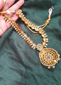 Pure AD Stone Necklace Pink Green White Ston