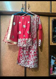 Red &amp; Silver Embellished Kurti