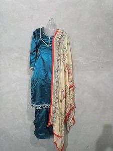 Sea Green Satin Salwar Suit