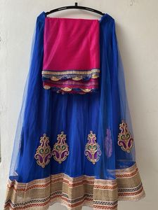 Elegant Blue Lehenga Choli Set without blouse