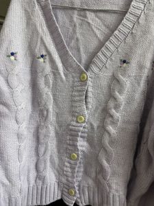 Lavender Cable-Knit Floral Cardigan💜