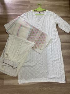 Off White/ Cream Kurta Set (3 Peice)