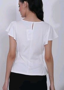 White Flutter Sleeve Top