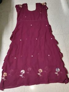 Elegant Maroon Ruffled Dress