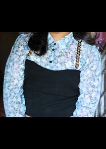 Floral Sheer Top with Chain Detail