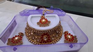 Elegant Red &amp; Gold Jewelry Set