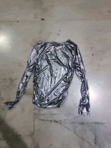 Shiny Silver Long Sleeve Top
