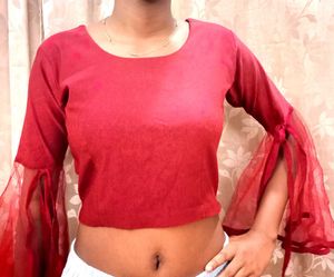 Maroon Net Sleeve Blouse