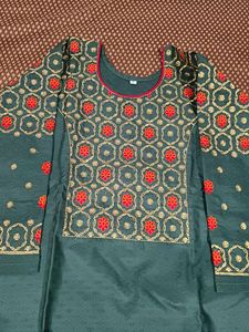 Elegant Green Embroidered Dress