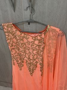 Elegant Peach Ethnic Gown