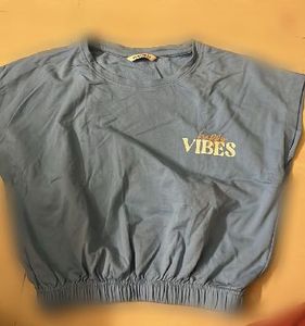 Cute Blue Happy Vibes Top