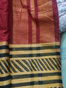 Handloom Silk Red Saree With Good Border