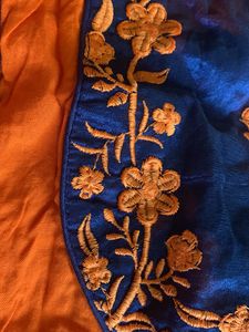Orange Shrug Fit Dress With Dark Blue