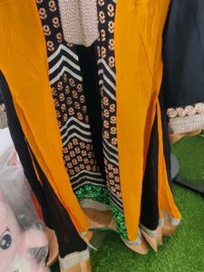 Elegant Black &amp; Orange Salwar Kameez