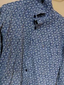 Blue Floral Print Shirt &amp; Jenas Combo