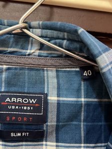 Arrow Slim Fit Checkered Blue Shirt For Men