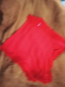 Red colour high neck ponchu