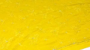 Beautiful Lemon Yellow Saree With White Stone Work