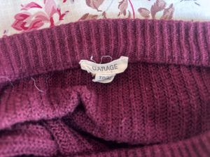 Maroon Knit Cropped Sweater