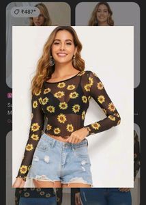 Shein Sunflower Mesh Top