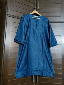 Fabindia Women Blue Pure Silk Kurta