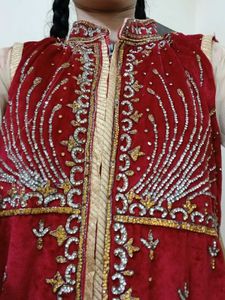 Bride Red &amp; Gold Embellished Outfit Only Top