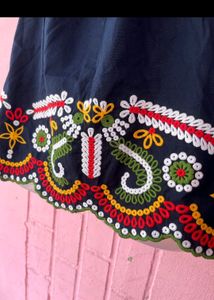 Korean Blue Embroidered Top