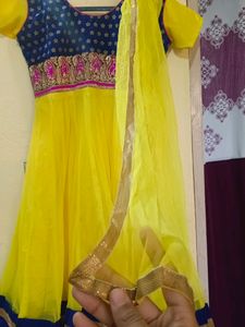 Churidar With Yellow Pant And Dupatta