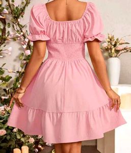 Pink Puff Sleeve Mini Dress💗