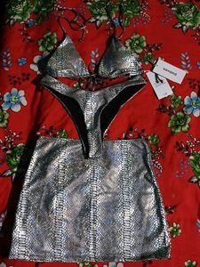 Silver 3 Piece Bikini Set