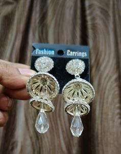 Silver Jhumka Style Drop Earrings