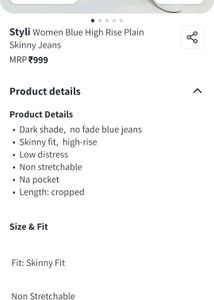 Metronaut High waist Dark Blue Skinny Jeans (Coin)