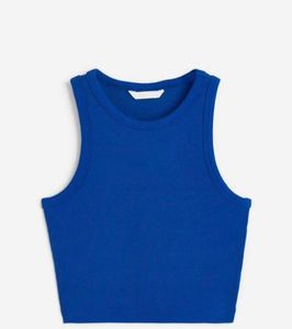 Blue Sleeveless Crop Top