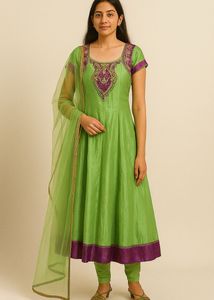 Festive Light Green Anarkali And Dupatta