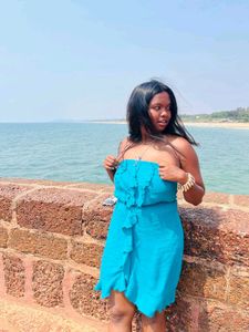 Blue Ruffled Mini Dress