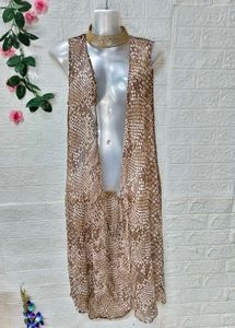 Snakeskin Print Sleeveless Coat