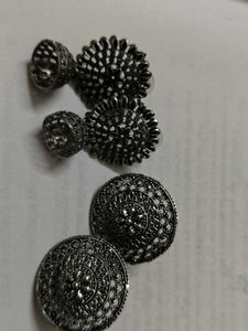 Set Of 2 Oxidised Jhumkas