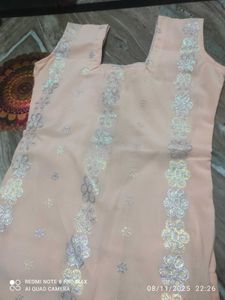 Peach Embroidered Kurta Set