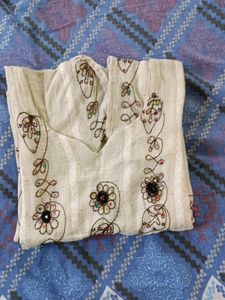 Cream Kurta With Work