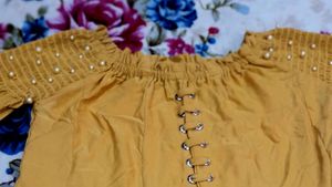 Women Mustard Off Shoulder Top