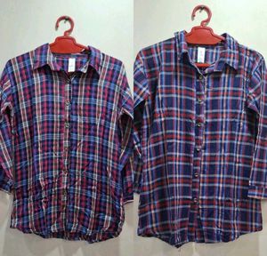 combo Plaid Flannel Shirt